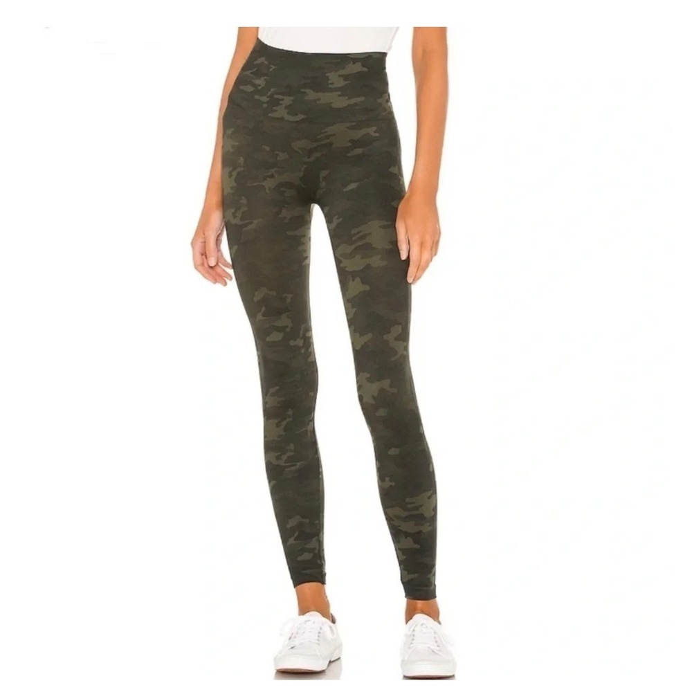 Spanx Look at Me Now Seamless Camo Leggings Green Camouflage High Waist XL